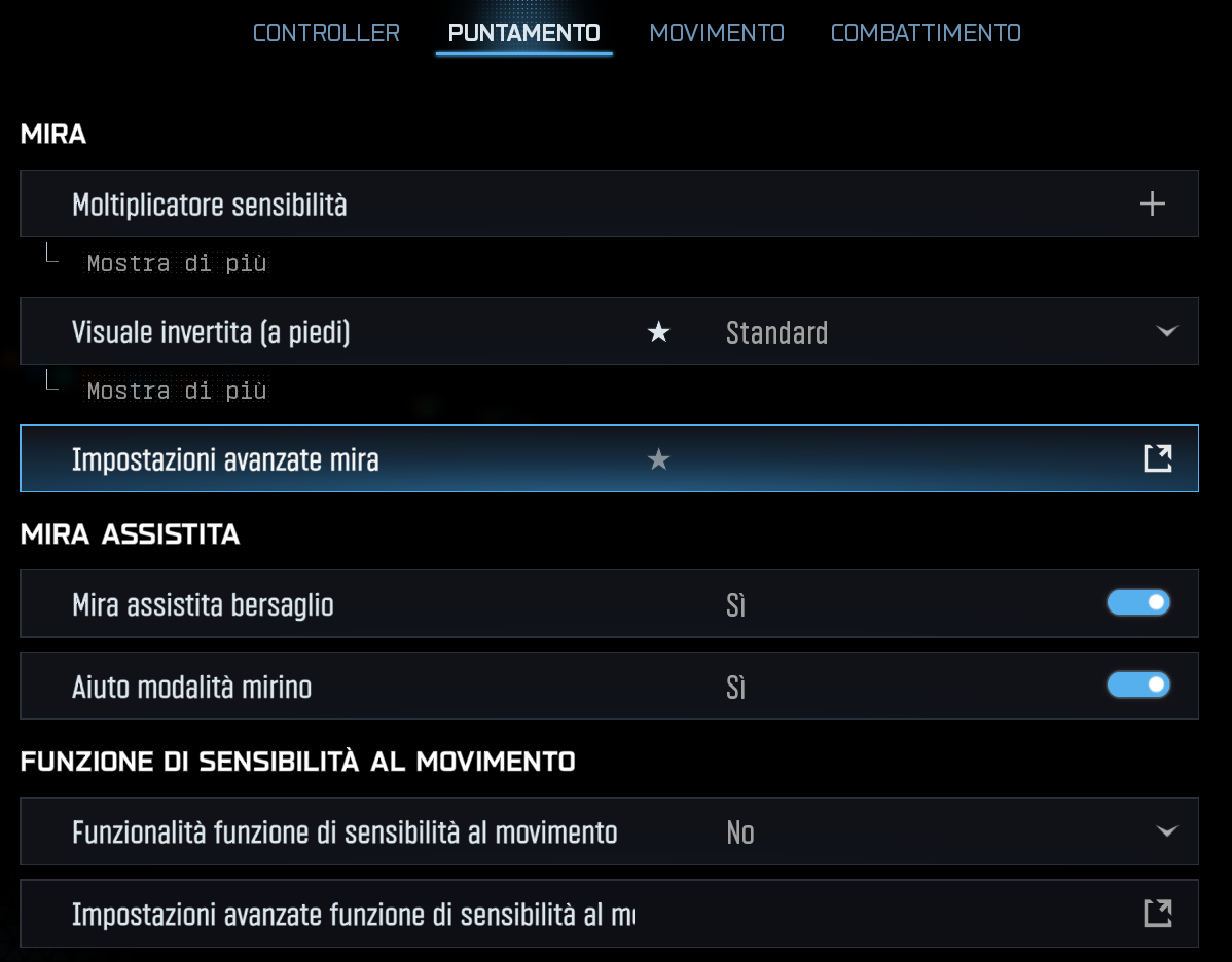 BO7 - Menu Puntamento